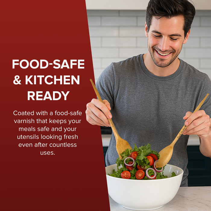 Drumstick Kitchen Utensils (2-Pc Set) - Bamboo Wooden Spoons, Drum Stick Cooking Utensil Set, Funny Kitchen Gadgets, Unique Gifts for Drummers, Musicians, Men, Women