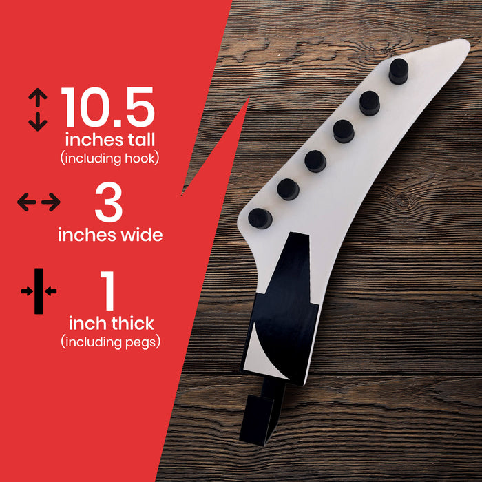 Headstock Hangers (Set of 3) | Real Wood 1:1 Scale Guitar Headstock Wall Hooks | Heavy Duty Decorative Coat Rack for Musicians, Home & Music Room Decor | Holds up to 20 lbs