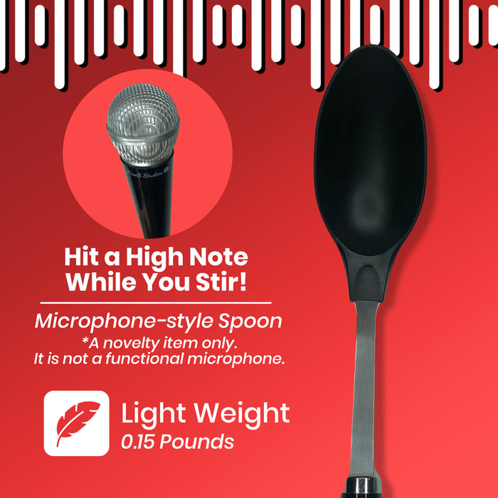 Novelty Microphone Kitchen Utensil (Spoon or Spatula) - Funny Kitchen Gadget Gift for Singers, Karaoke Lovers, Musicians - Fun Cooking Utensil for Men & Women